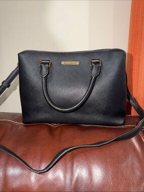 ‼️Michael Kors Savannah Black Leather Satchel Crossbody Bag